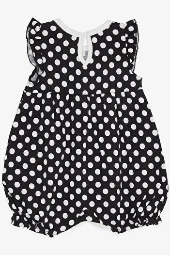 Breeze Baby Girl Short Jumpsuit Polka Dot Bow 4 Months-1.5 Years, Black