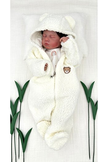 PATSAN Kapüşonlu Fermuarlı Peluş Bebek Tulumu Teddy Ayıcık