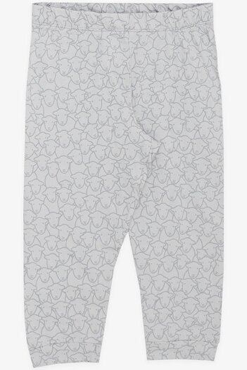 Macawi Erkek Çocuk Pijama Takımı Sevimli Koyun Deseni 3-7 Yaş, Açık Gri