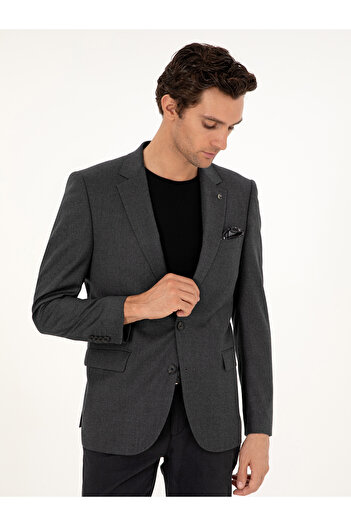 Cacharel Antrasit Slim Fit Yün Karışımlı Ceket 50292488-VR006