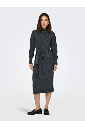 ONLY Onlthilde Life Ls Dress Knt Half Turtleneck Belted Midi Knitwear Dress
