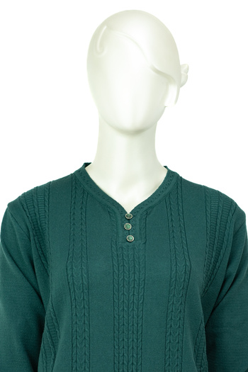 Oppland Pulover de mamă țesut cu ghiocei din bumbac, cu decolteu în V, cu model complet, de iarnă