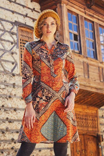 Los banditos Boat Neck Gather Detailed Long Sleeve Casual Dress
