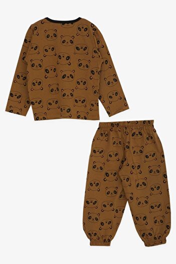 Breeze Baby Boy Pajama Set, Panda Patterned, 9 Months-3 Years, Light Brown