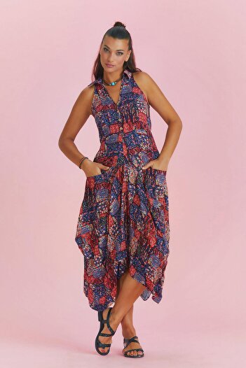 Los banditos Shirt Collar Viscose Dress