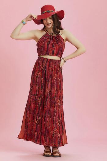 Los banditos Slit Halter Neck Halter Neck Summer Dress