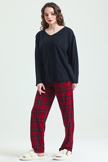 Magic Form 19865 Women's Long Sleeve Pajama Set-Burgundy