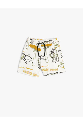 Koton Safari Printed Cotton Shorts with Pockets and Tie Waist