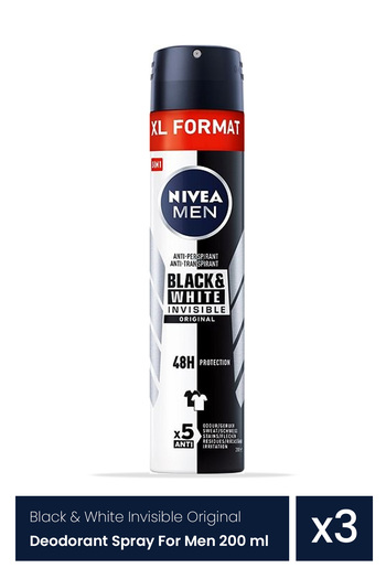 NIVEA Nivea Men Black & White Invisible Original αντιιδρωτικό αποσμητικό σε σπρέι για άνδρες 3 τεμάχια x 200 ml