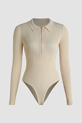 Hiccup Polo Neck Zippered Bodysuit
