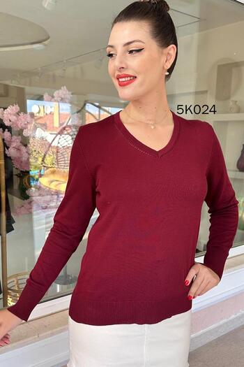 İnce Topuk V-Neck Knitwear Blouse 5K024