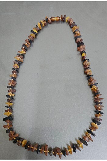 Combin Accessory Ham Baltık Damla Kehribar Taşlı Yetişkin Kolye ( Parlatılmamış Ham Taş Damla )
