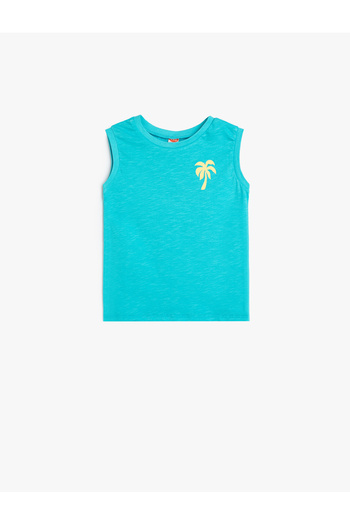 Koton Cotton Palm Printed Sleeveless Crew Neck Undershirt