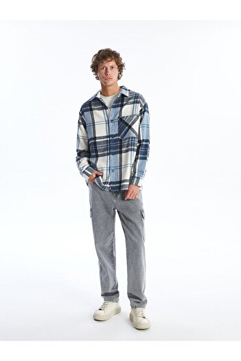 LC Waikiki LCW Casual Екологічна зручна модель з довгими рукавами, картата чоловіча сорочка-куртка