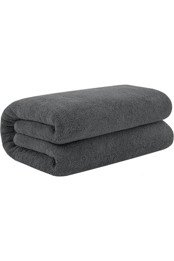 KAYABEY HOME Gray Cotton Bath Towel - 100x150, 100% Cotton, Bath Shower Body Towel