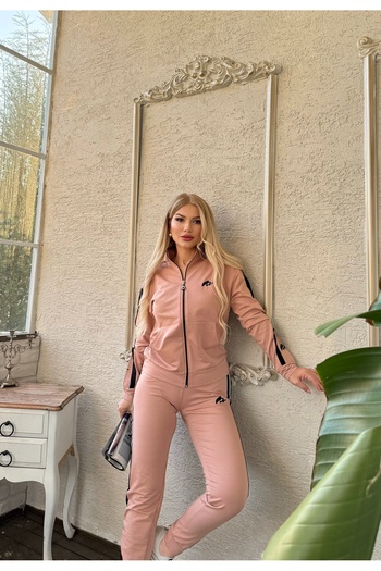 Ryzi Moda Σετ γυναικεία αθλητική φόρμα με φερμουάρ και λεπτομέρεια κεντήματος