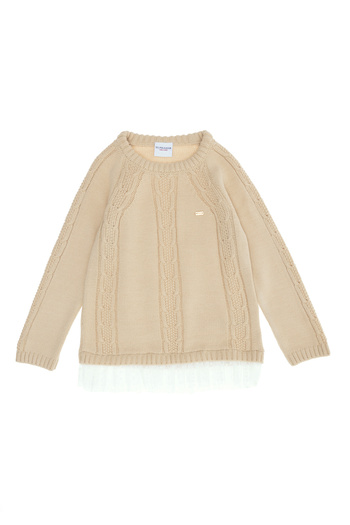 U.S. Polo Assn. Girl's Melange Cream Sweater - 50254081 -Vr159