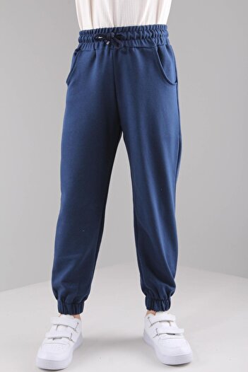 Perendi Boys and Girls Unisex Indigo Sweatpants - Relaxed Fit and Pocket