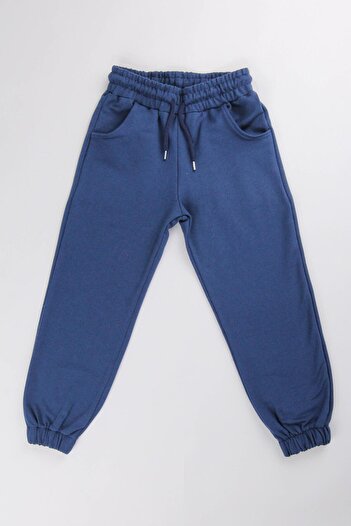 Perendi Boys and Girls Unisex Indigo Sweatpants - Relaxed Fit and Pocket