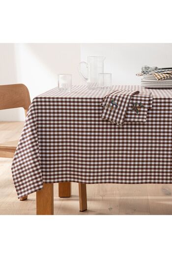 EVYA Gingham Duck Linen Tablecloth 130X170 cm Stain Resistant Fabric 4-6 People