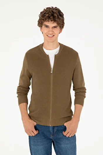 U.S. Polo Assn. Men's Khaki Basic Knitwear Cardigan 50293528 -Vr027