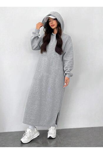 DryMod Hijab Hooded 3 Thread Tiered Long Tunic Blouse Sweatshirt