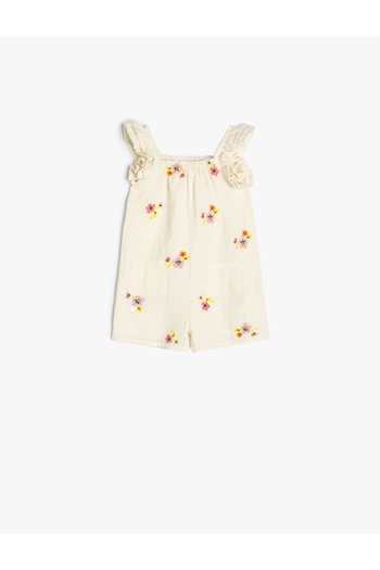 Koton Cotton Short Leg Floral Patterned Jumpsuit