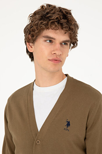 U.S. Polo Assn. Men's Khaki Basic Knitwear Cardigan 50293531 -Vr027