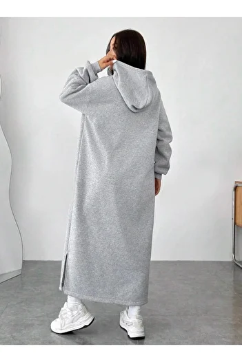 DryMod Hijab Hooded 3 Thread Tiered Long Tunic Blouse Sweatshirt