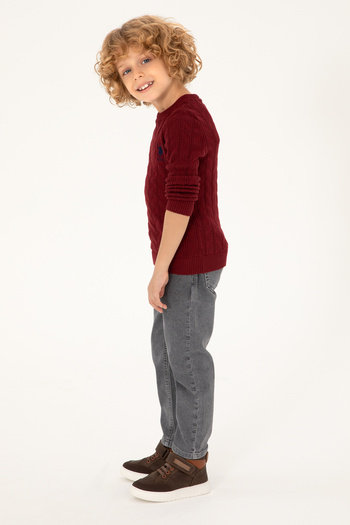 U.S. Polo Assn. Boy's Burgundy Basic Crew Neck Sweater 50293551-Vr014