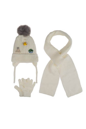 Kitti Baby Girl & Child Cute Friends Model - Scarf, Beanie, Gloves with Fleece Inside, Set of 3
