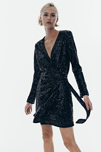 H&M Pullu Anvelop Elbise