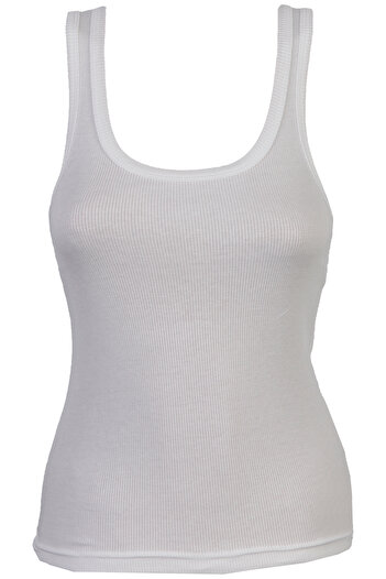 Nicoletta Women's Ribbed Tank Top - Thick StrapBasicCamisole Ecru