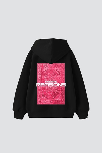Sekizbiraltı Virtual Tracks Printed Oversize Unisex Premium Black Hoodie
