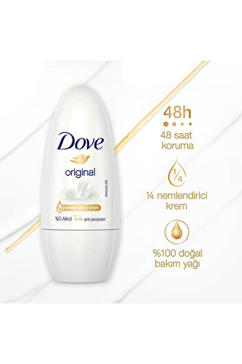 Dove Kadın Roll On Deodorant Original 1/4 Nemlendirici Krem 50ml