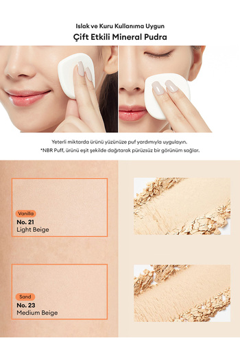 Missha Islak ve Kuru Kullanıma Uygun Mineral Pudra Signature Dramatic Twoway Pact No.21 Vanilla SPF 25/PA++