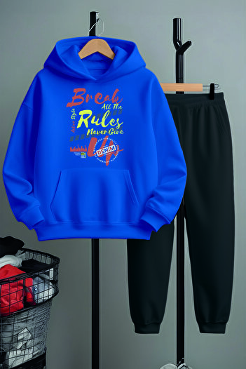 MYADA Rules Never Gıve Printed Bottom Top Tracksuit Set 22491