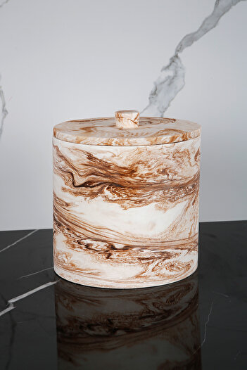 betonmall Marble Patterned Concrete Trash Can Bathroom Kitchen Toilet Wc 18 cm 4 Liters