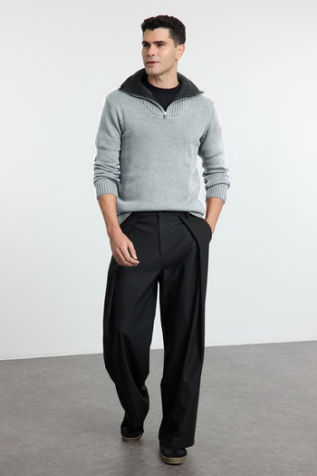Trendyol Collection Gray Casual Regular Half Turtleneck Plain Knitwear Sweater Tmnaw25Kz00008