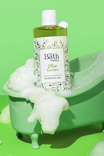 THE BATH FACTORY Hydratační a vyživující sprchový gel s příchutí olivového oleje 400 ml