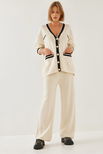 Bianco Lucci Women's Knotted Cardigan Knitwear Bottom Top Set 8062 60351165
