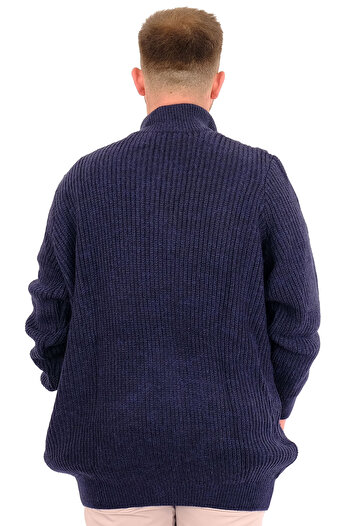 ModeXL Mode XL Büyük Beden Erkek Örme Desenli Hırka RAİL 24210 Lacivert