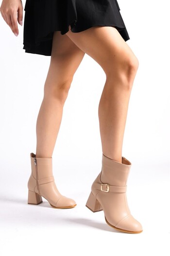 MRVN MERVINA Γυναικείες μπότες με τακούνι Nude Color - Aby