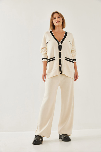 Bianco Lucci Women's Knotted Cardigan Knitwear Bottom Top Set 8062 60351165