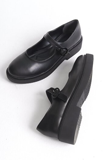 Modabuymus Maryba Black Matte Banded Round Toe Mary Jane Ballerina Casual Shoes