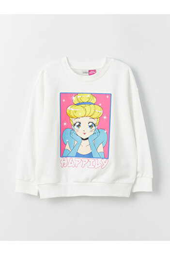 LC Waikiki LCW Kids Crew Neck Cinderella Printed Long Sleeve Girl's Sweatshirt