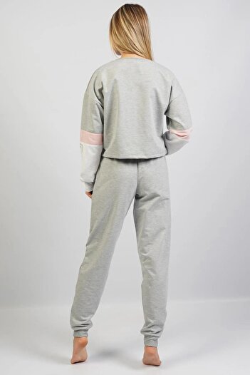 Espuar Kadın Üst Crop Sweatshirt, Alt Cepli ve Paça Manşetli Takım
