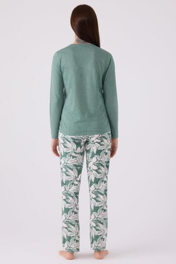 Arnetta Viscose Woven - Crew Neck Long Sleeve Women's Pajamas Set, Large Size
