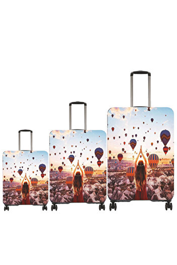 MY SARACİYE My Cappadocia 72 - Set de huse pentru valiză și valiză de mărime mare, medie și de cabină