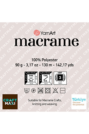 Yarnart Μακραμέ Χέρι Πλεκτό Νήμα Λευκό-154
